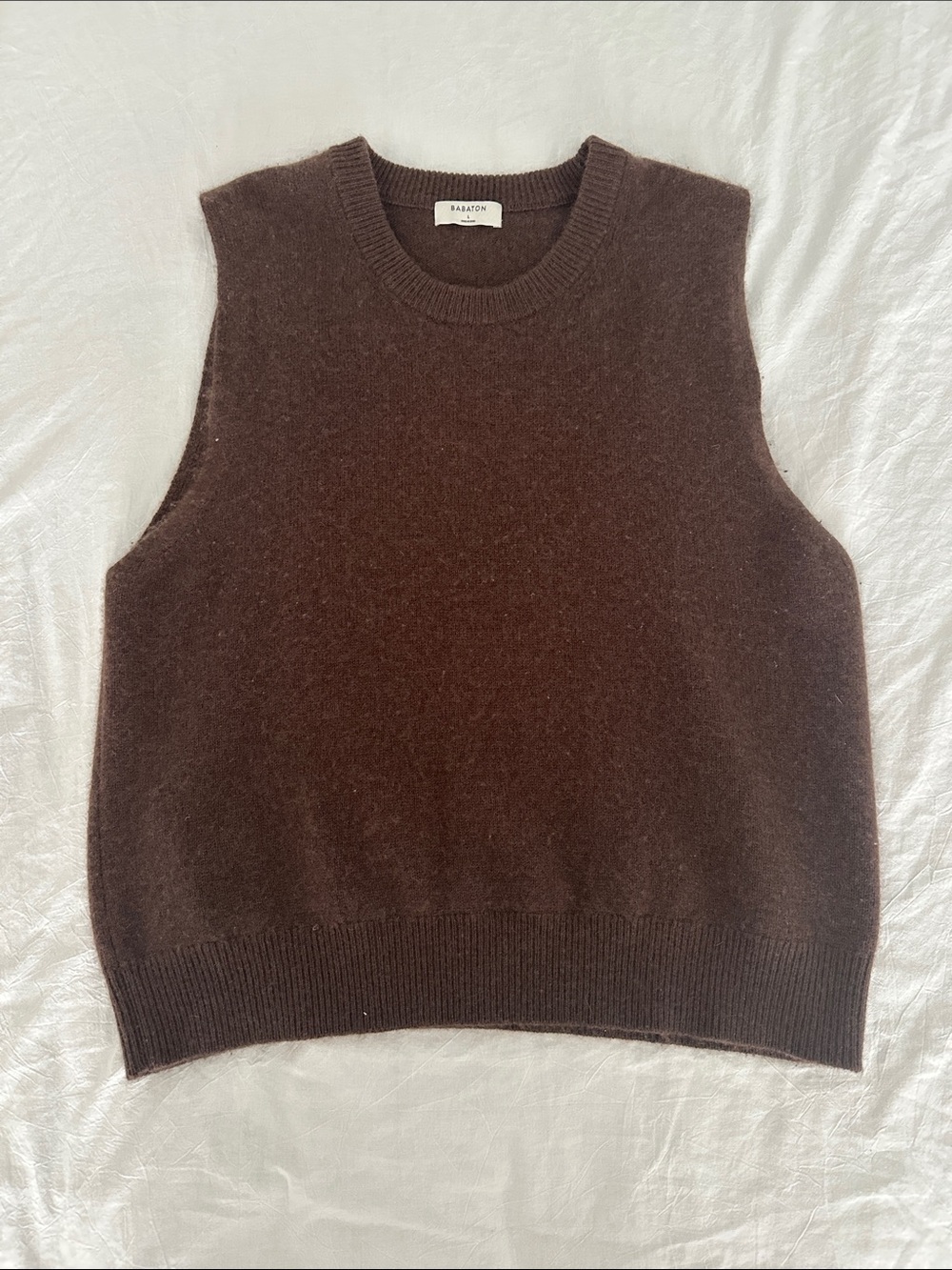 Babaton Dark Brown Knit Sleeveless Sweater Vest